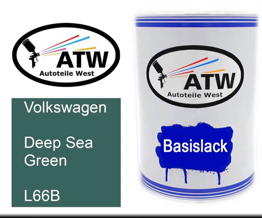 Volkswagen, Deep Sea Green, L66B: 500ml Lackdose, von ATW Autoteile West.